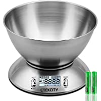 Etekcity Báscula Digital para Cocina con Bol Removible- 5 kg - 11 lbs- Balanza de Cocina de Acero Inoxidable…